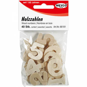 Holzzahlen natur, 40 Stück