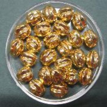 Wachsperlen, 8 x 6 mm Gold mit Kerbe