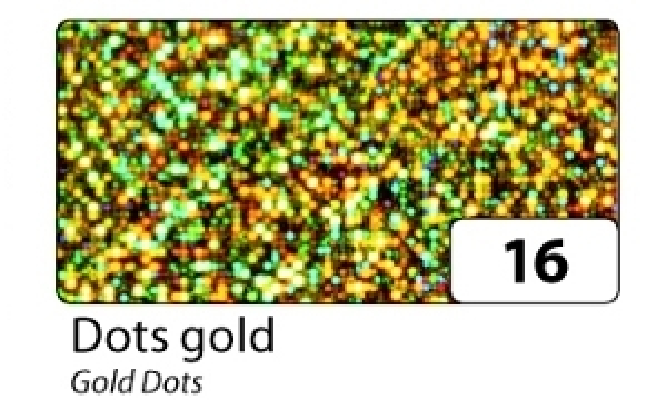Holo Folie, Dots gold,selbstklebend, 40cm x 1m
