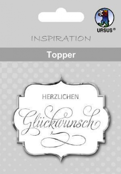 Ursus Topper, weiß/silber, "Glückwunsch"